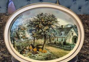 Vintage Currier & Ives Tin Tray The American Homestead - Autumn 4115/69